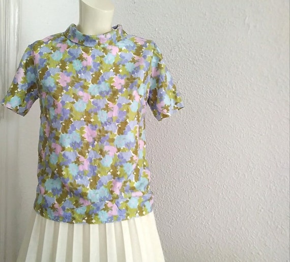 60s mod blouse pure silk blouse pastel spring blo… - image 2