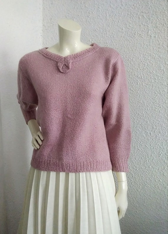 mohair sweater handmade pastel dusted pink color … - image 4