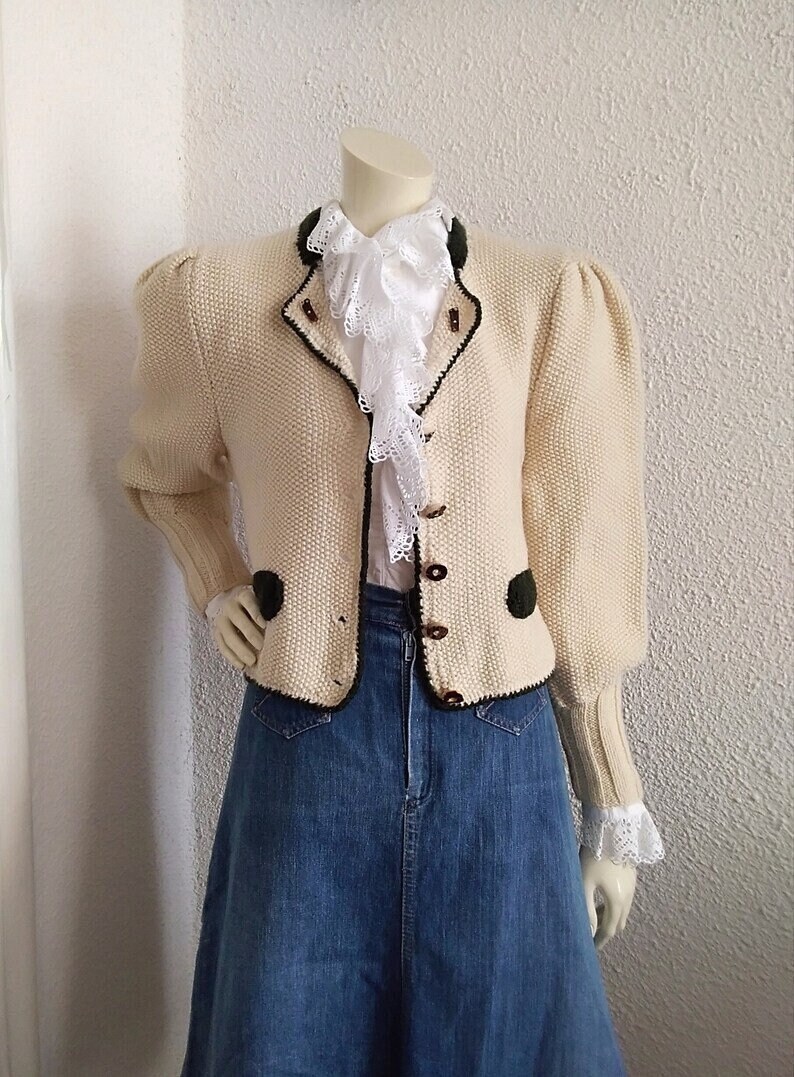 80s Folk Cardigan Mutton Sleeve Cardigan Austrian Cardigan