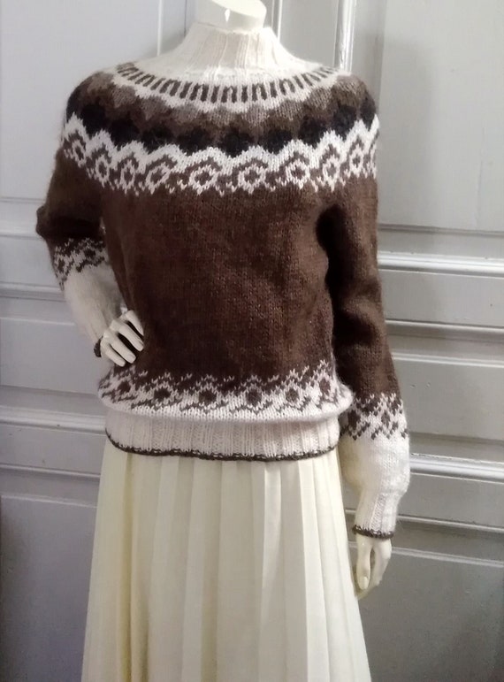 hand knitted wool sweater wool ski sweater chunky