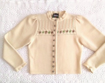 JOSEPH ヴィンテージ ニット3D刺繍 カーディガン ウール ポップコーン ヴィンテージ ハンドニット3D刺繍カーディガン ウール イタリア製