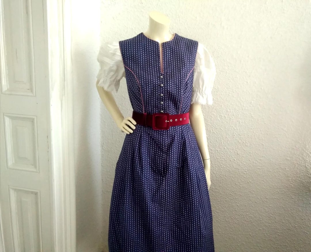 Gamsbock Leder&Tracht チロルトップス ヴィンテージ民族衣装 80年代の民族衣装、チロル風オーストリアドレス、農民風アルプスドレス