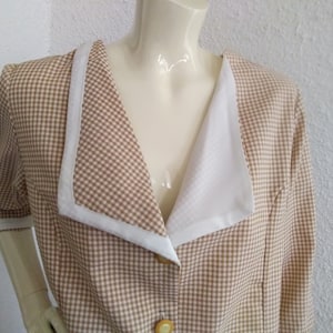 60s mod blazer summer thin blazer 3/4 sleeve elegant top wing collar asymmetric gingham blazer cropped spring blazer handmade checkered top