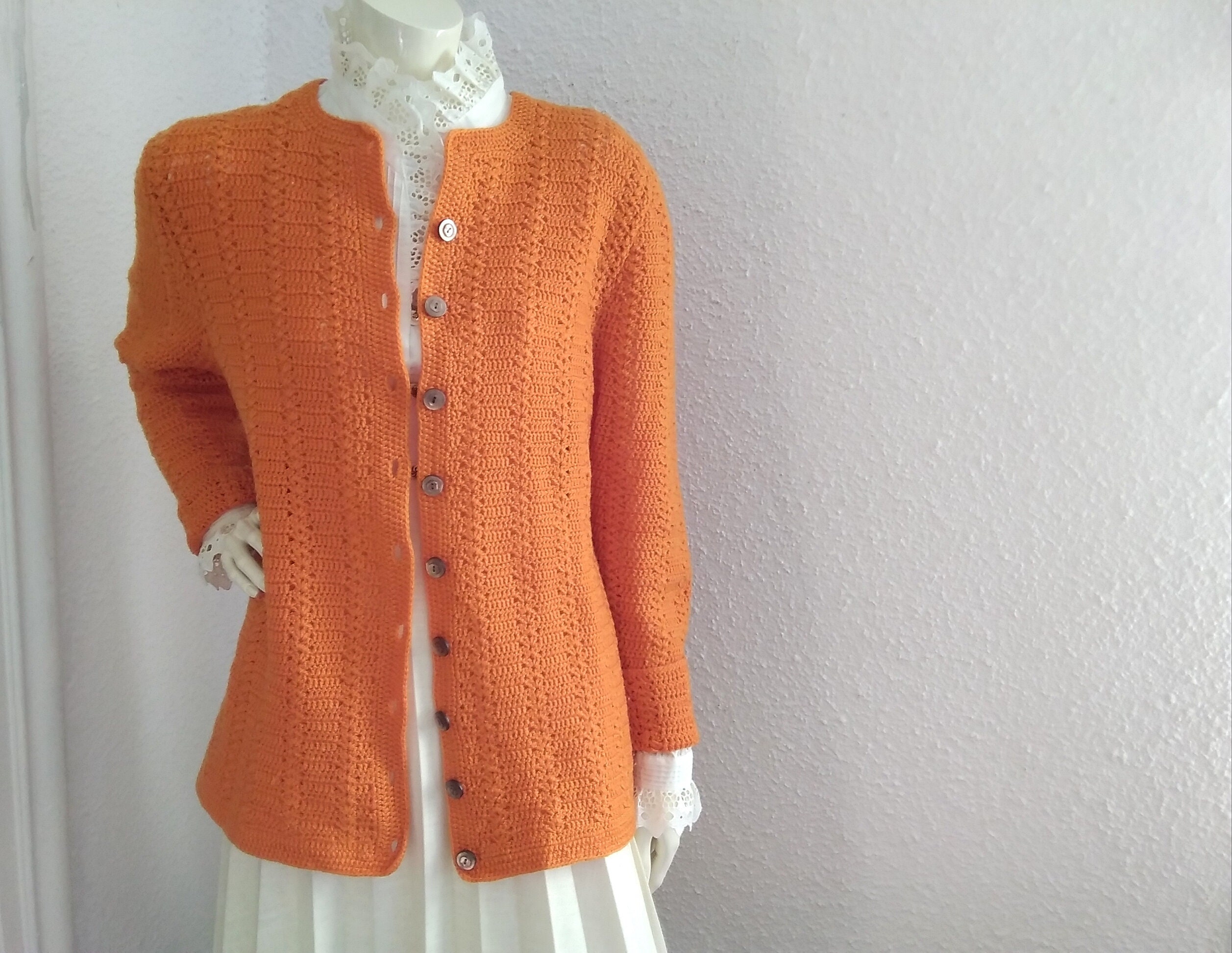 orange lace cardigan