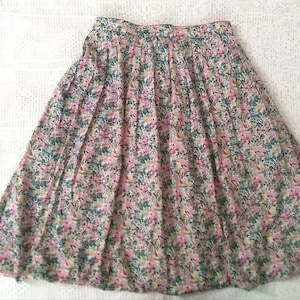 80s summer skirt PERRY peasant dirndl trachten cotton skirt folk rustic botanical picnic skirt prairie midi spring skirt 44 size high waist