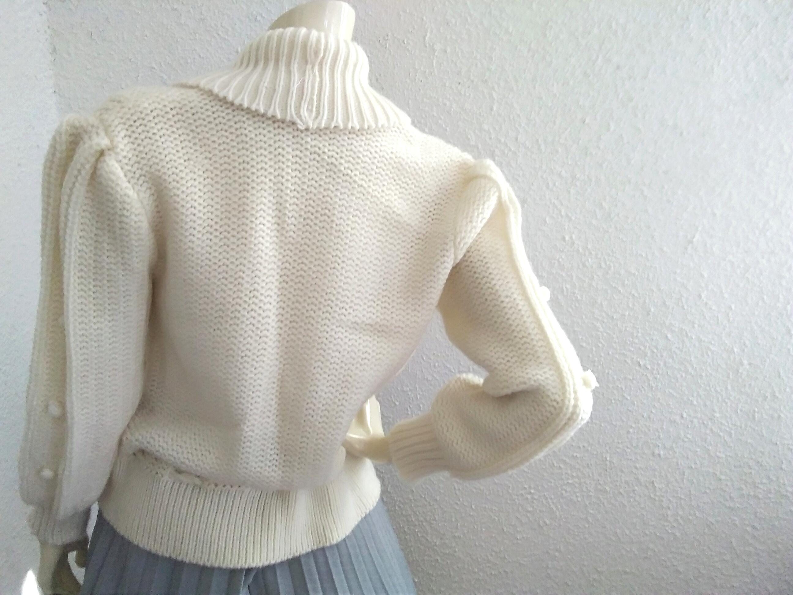 80s Pop-art Cardigan Chunky Ivory Cardigan Peplum Cardigan 80s Pop-art Cardigan Chunky Ivory Cardigan Peplum Cardigan