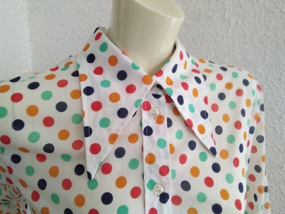 70s dagger collar blouse retro elegant button up … - image 5