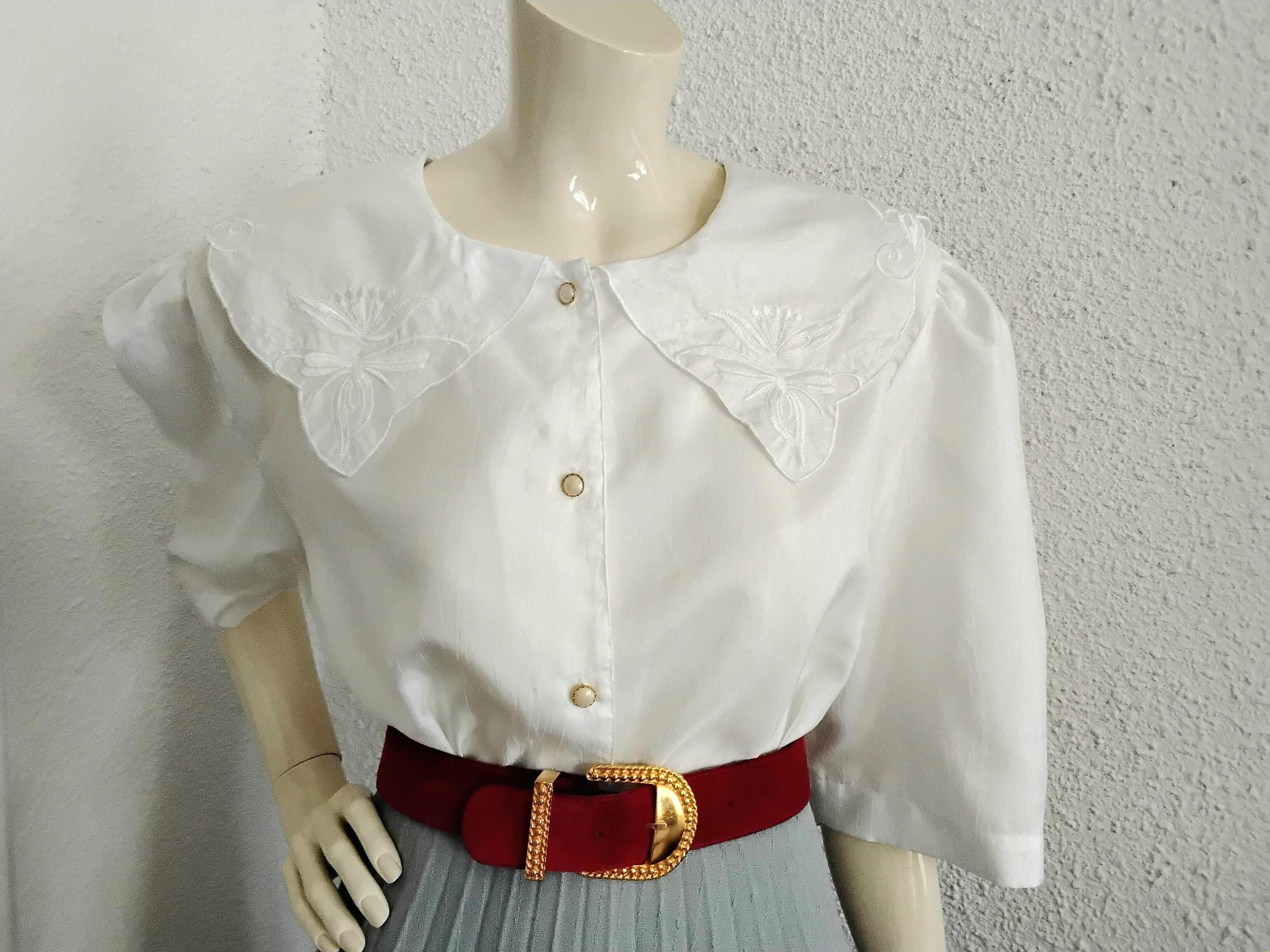 c*8様 ENFOLD SAILOR-COLOR BLOUSE 80s Sailor Collar Blouse Romantic Blouse Embroidery Collar Blouse