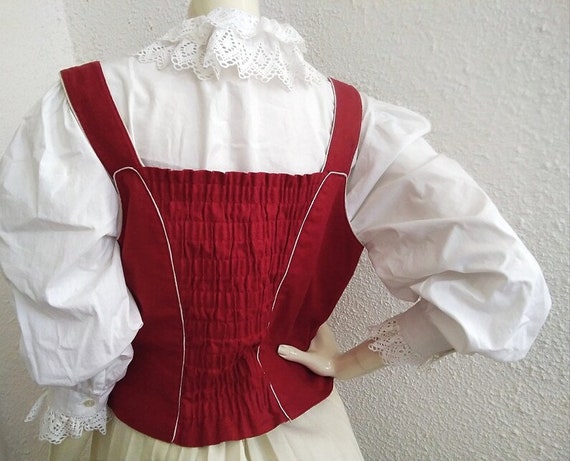 80s folk vest 46 size ALPHORN embroidered trachte… - image 5