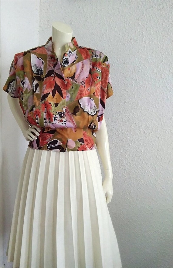 80s colorful blouse pleated chest blouse pop-art … - image 9