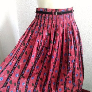 80s folk skirt high waist floral skirt 38 size C&A cotton rustic skirt gathered A-line skirt trachten tyrolean skirt austrian bavarian skirt