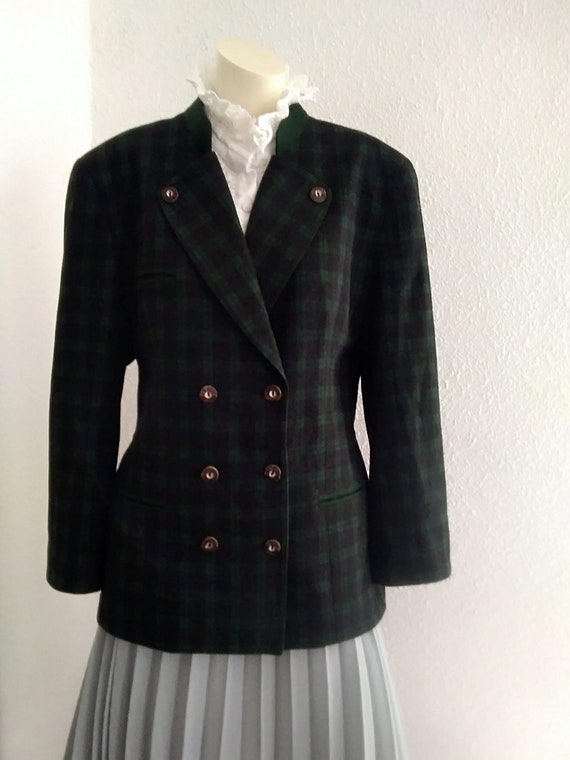 80s LODENFREY Trachten Austrian Blazer Checkered Plaid Boxy Jacket
