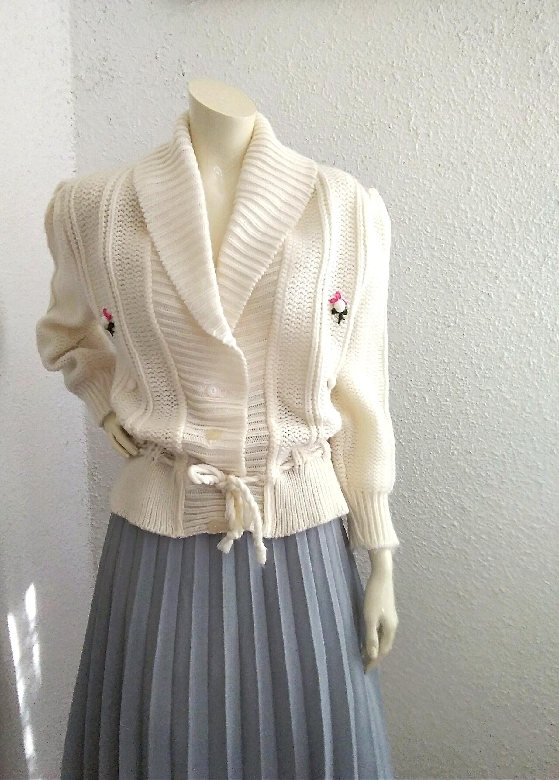 80s Pop-art Cardigan Chunky Ivory Cardigan Peplum Cardigan 80s Pop-art Cardigan Chunky Ivory Cardigan Peplum Cardigan