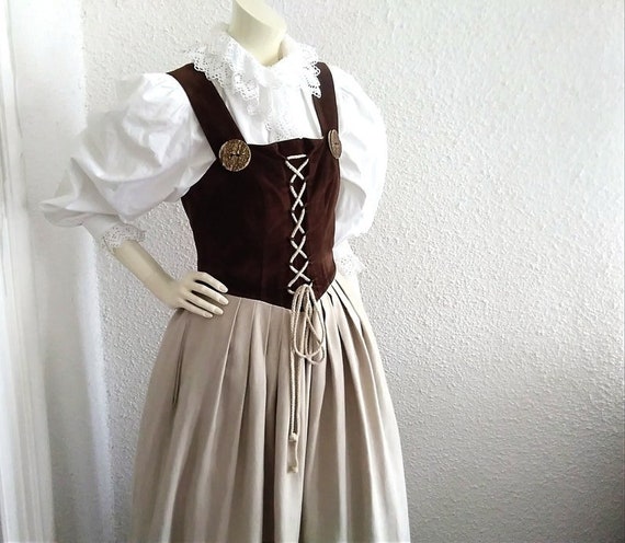 90s folk dress prairie peasant dirndl dress bavari