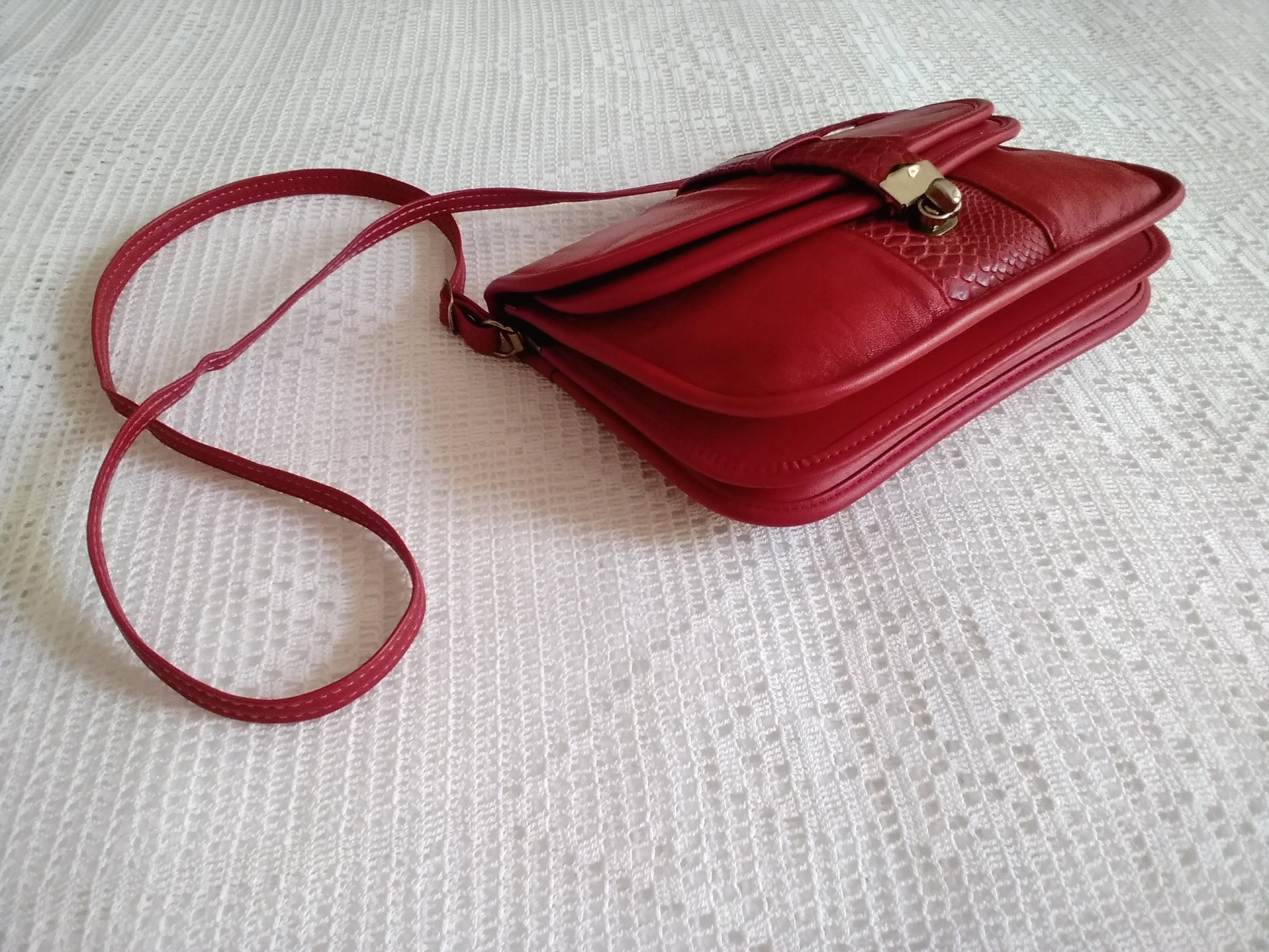 Evsie Girls Faux Leather Bow Crossbody Bag Red Size No Size