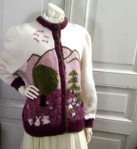 novelty sweater mohair handmade sweater scenic pop