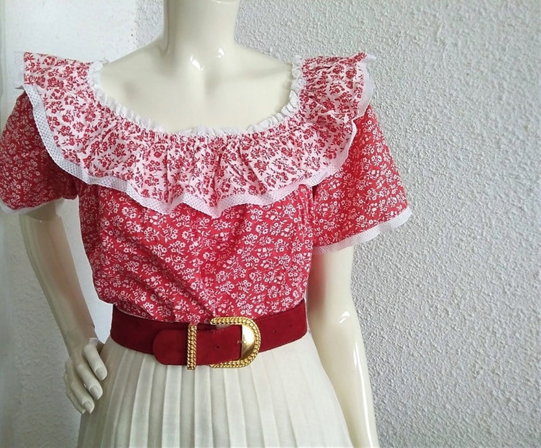 70s Retro Mod Blouse Ruffled Collar Blouse Romantic Feminine Blouse ...