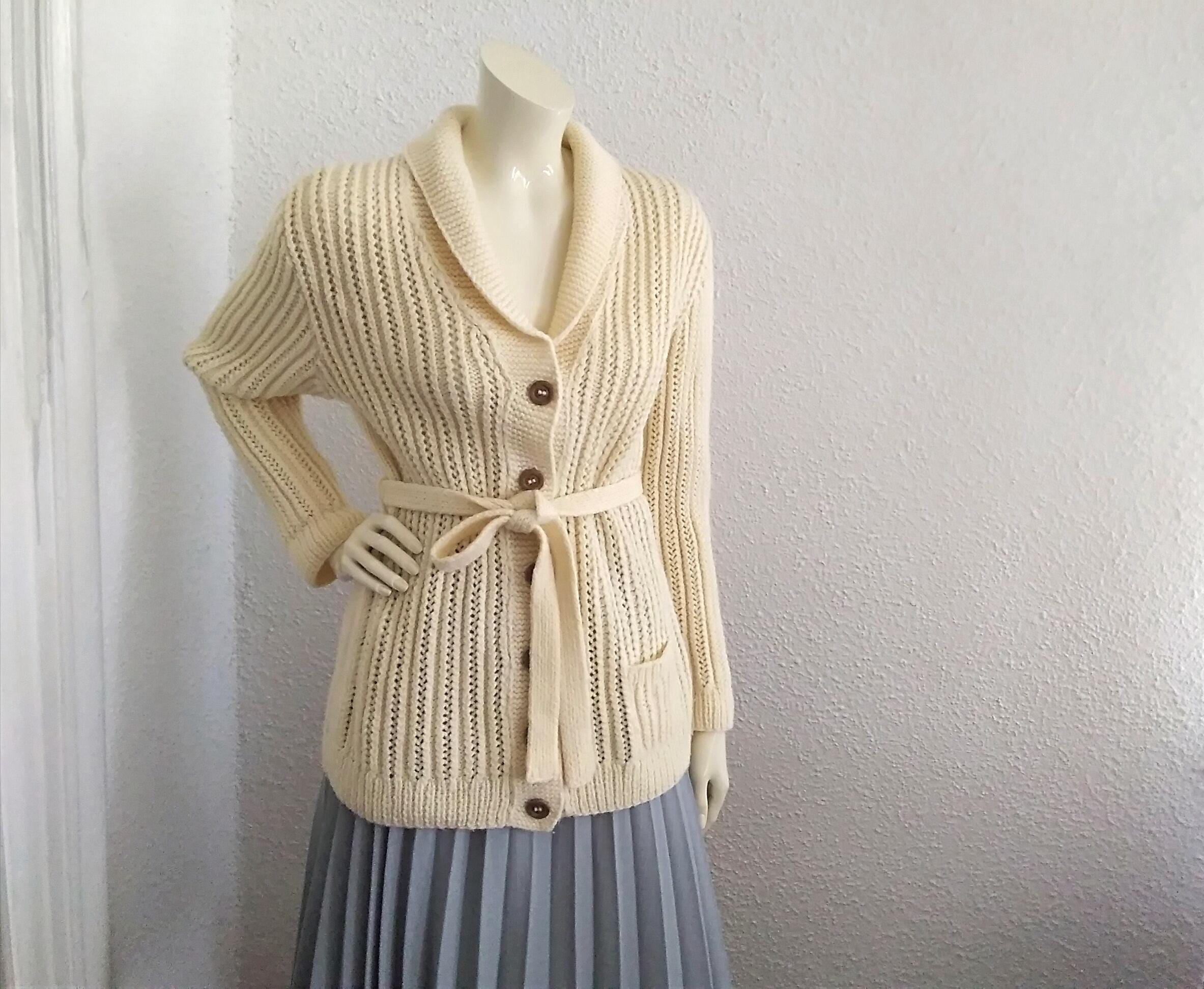 トップス SEA VINTAGE concho hand knit cardigan Vintage Fisherman's Cardigan Sweater - Diamonds & Rust