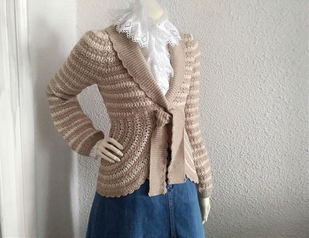ANTHROPOLOGIE Cardigan Wool Cotton Sweater Belted Tie Waist