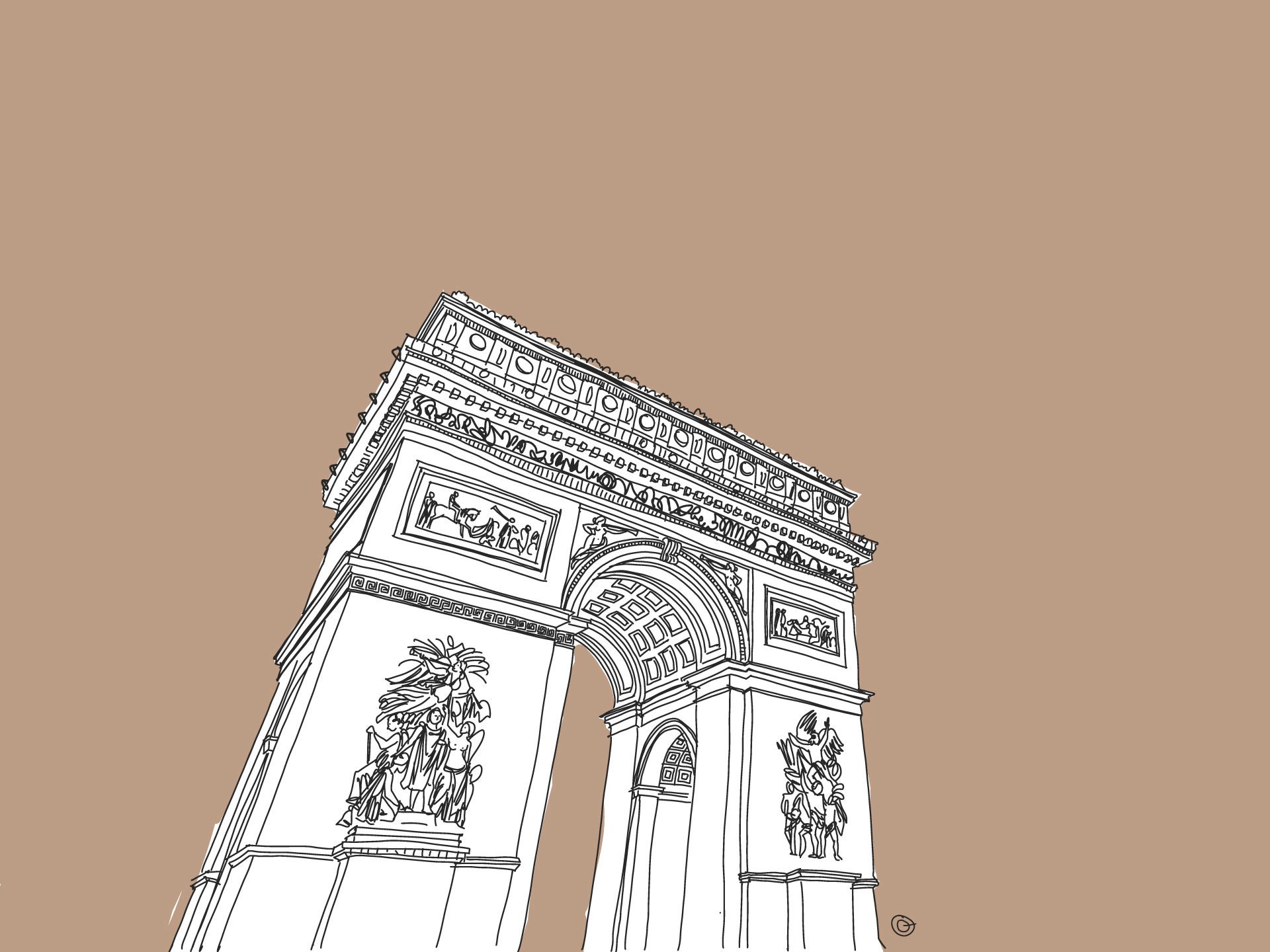 Illustration Tirage d'art de La Série Monument Parisiens | L'arc Triomphe