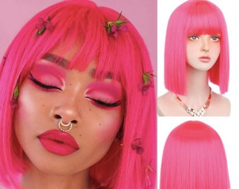 pink wig with fringe