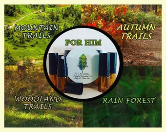 Lot d'échantillons de Cologne, 4 x 2 ml, « Pour lui », brumes corporelles et capillaires personnalisées, parfums hypoallergéniques avec huiles essentielles, cadeau de senteurs pour hommes de qualité