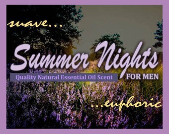 Cologne Roll-on & Body Spray, Lavender,Black Currant,Amber,Sweet Pine, "Summer Nights For Men", Natural Essential Oils, Men's Fragrance gift
