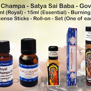 Nag Champa Roll on Body Perfume Essential Oil Satya Sai Baba Fragrance Burning Indian Traditional Therapies Hand Made Govinda