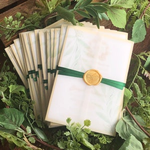 Faire-part de mariage jardin, faire-part de papier vélin, faire-part de mariage en cire, faire-part de mariage