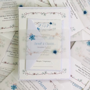 Deckled edge wedding invitation, Romantic wedding invitation, Torn edge wedding invitation, Faire part mariage, Deckled edge paper