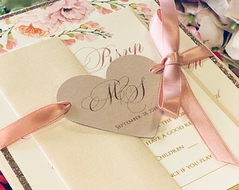 Invitación de boda floral, Invitación de boda, Invitación de boda con purpurina, Invitación de oro rosa, Invitación de boda romántica