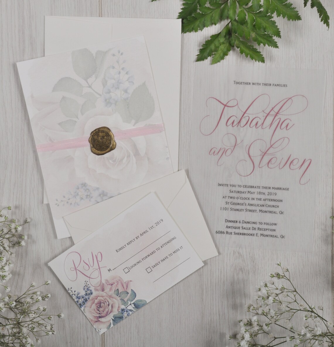 Vellum Wedding Invitation Wedding Invitation Custom Etsy