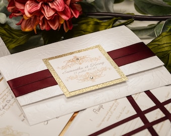 Invitaciones de boda de bolsillo, invitaciones de lujo en relieve, clásicas, invitaciones de boda, invitaciones de boda en relieve activas