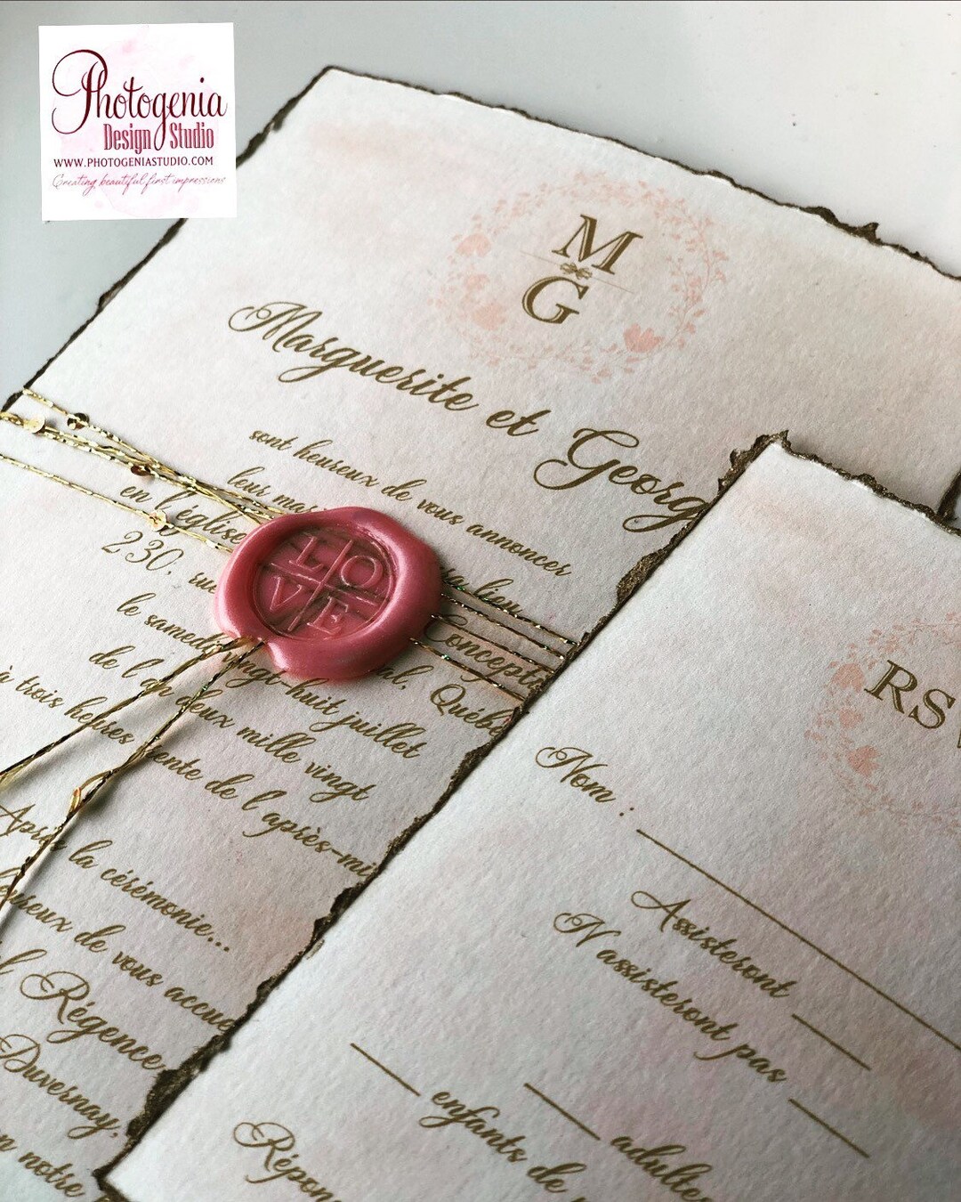 Deckled Edge Wedding Invitation, Handmade Invitation, Custom Invitation ...