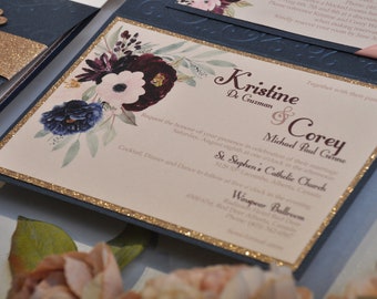 Invitaciones de boda de bolsillo, invitaciones de lujo en relieve, clásicas, invitaciones de boda, invitaciones de boda en relieve. Invitación de corte láser