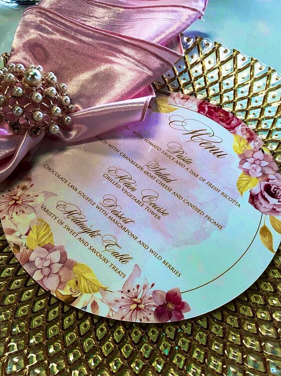 Round 8" Wedding Menu, Round Menu, Wedding Menu, Reception Menu Idea