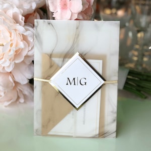 Vellum Wedding Invitation, Foil Stamped Wedding Invitation, Custom Invitation, Marble Wedding Invitation, Made to Order