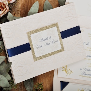 Invitation de dentelle de luxe, Classique, Invitation de mariage, Invitation de mariage en dentelle, Invitation de mariage, Sur mesure, Invitation de mariage scintillant