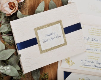 Invitación de encaje de lujo, clásico, invitación de boda, invitación de boda de encaje, invitación de boda, hecho a medida, invitación de boda brillante