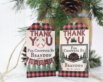 Birthday Thank You Gift Tags Boys Lumberjack Favor Tags Lumberjack Party Gift Tag Lumberjack Kids Birthday Party Tags Buffalo Plaid Gift Tag