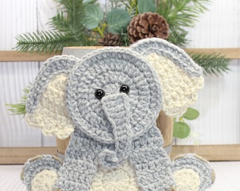 Crochet Elephant Applique Premade Crochet Elephant Applique Ready To Use Elephant Applique Elephant Applique Crochet Elephant Applique