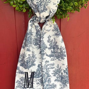 Marine klassische französische Toile Anfangskranz Schärpe Stickerei Schärpe für Monogramm Blank Schärpe Schärpe für Monogramm Anfangsbuchstabe