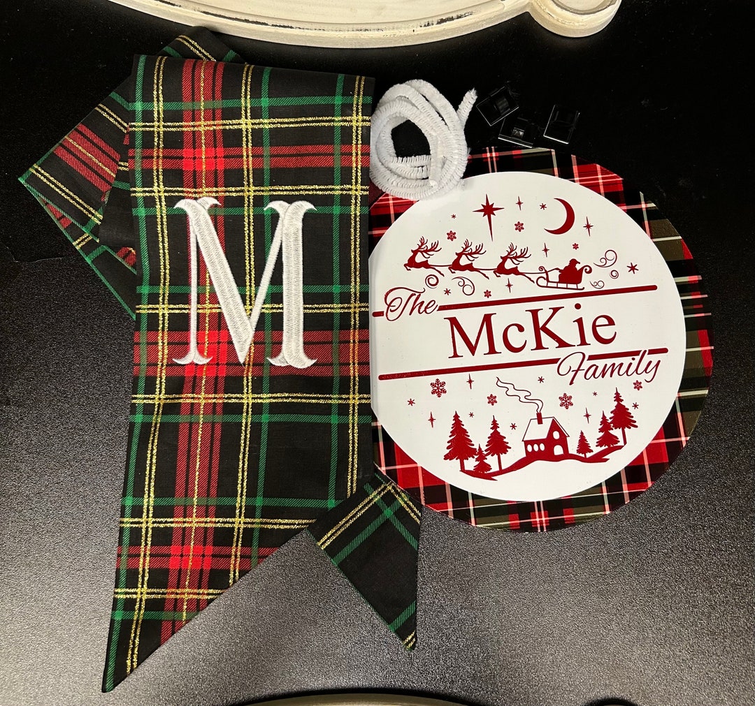 Wreath Kit Monogram Personalized Wreath Sash and Sign Embroidery Sash ...