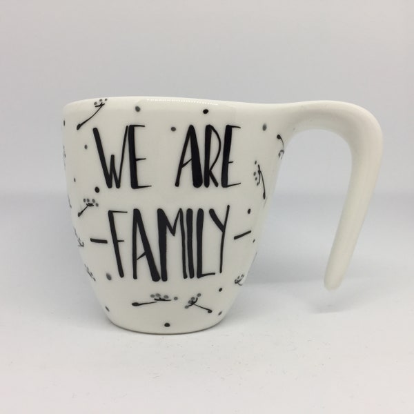 We are family-handbemalte Tasse mit Spruch