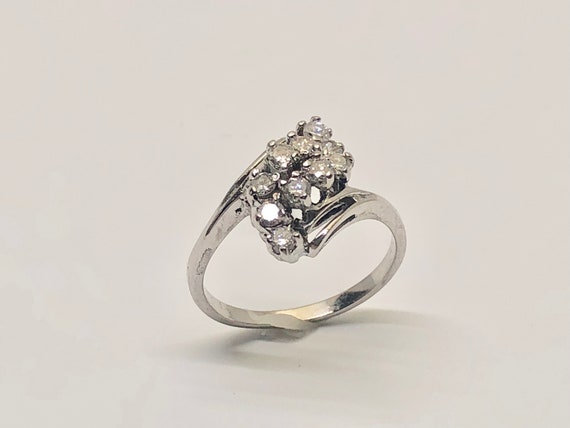 Ladies estate diamond 14 karat white gold diamond… - image 3