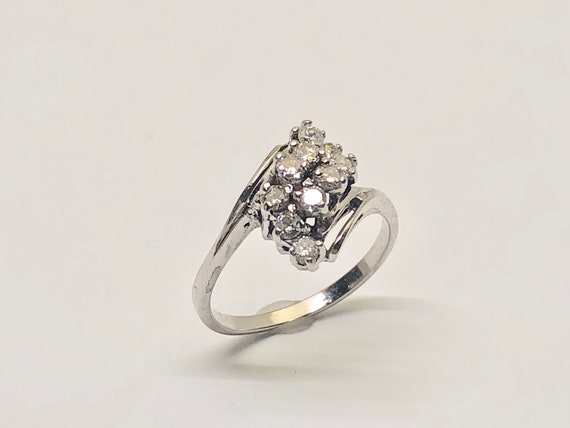 Ladies estate diamond 14 karat white gold diamond… - image 1