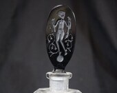 Vintage Czech Czechoslovakia Crystal Perfume Bottle Black Nude Stopper