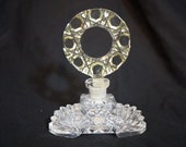 Vintage Czech Czechoslovakia Crystal Perfume Bottle Yellow Stopper