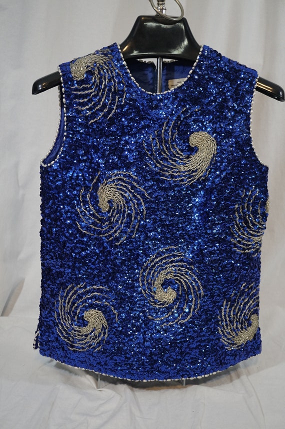 Vintage 1950-1960's Bright Blue and Silver Sequenc