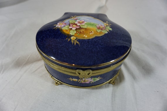 Vintage Porcelain and Ormolu Jewelry Box Casket